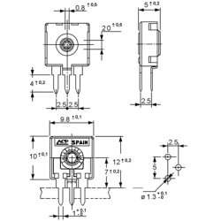 Trimmer R5/10 heksagon hul 5K Ohm vertikal