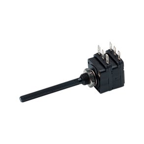 DREJEPOTENTIOMETER STEREO 10K OHM 4mm AKSEL LINER m. LODDEJNE