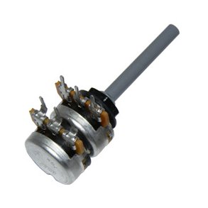 DREJEPOTENTIOMETER STEREO 2.2M OHMB 4mm AKSEL LOGARITMISK