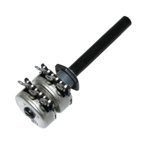 DREJEPOTENTIOMETER STEREO 220K OHMA 6mm AKSEL LINER LODDEJNE