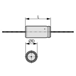 Aksial elektrolyt 100&micro;F 25V 85&deg;