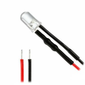 HVID LED 5mm TIL 12V m. 20cm LEDNING (VARM HVID)