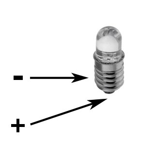 LED E10 Lampe hvid 12VDC 0.163W max 5lumen