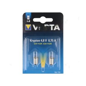 Lygtelampe P13.5s 4.8V/750mA kort m. 2 stk.