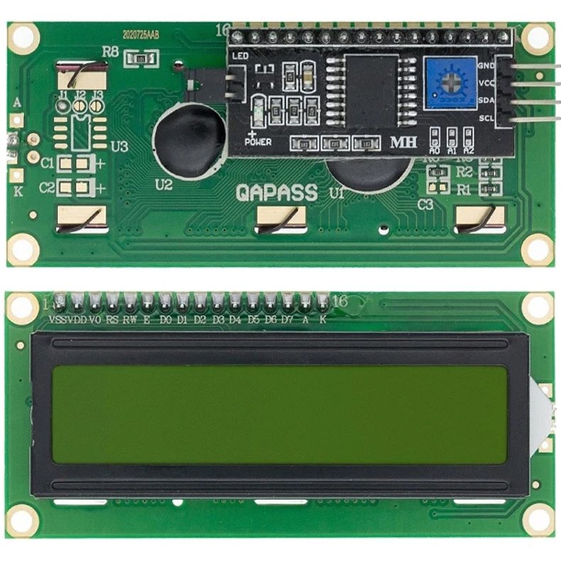 LCD MODUL GRN/SORT 16X2 m. IIC/IC 5V INTERFACE