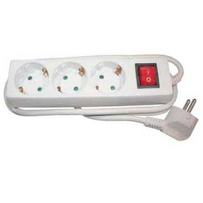 3 HUL STIKDSE HVID 1.5m LEDNING schuko