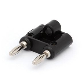 Dobbelt bananstik 4mm sort m. bagindgang og skruetilslutning