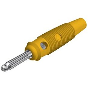 BANANSTIK HIRSCHMANN 4mm GUL 16A/30V MED SIDEHUL SKRUEMONTAGE