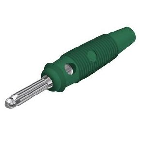 BANANSTIK HIRSCHMANN 4mm GRN 16A/30V MED SIDEHUL SKRUEMONTAGE