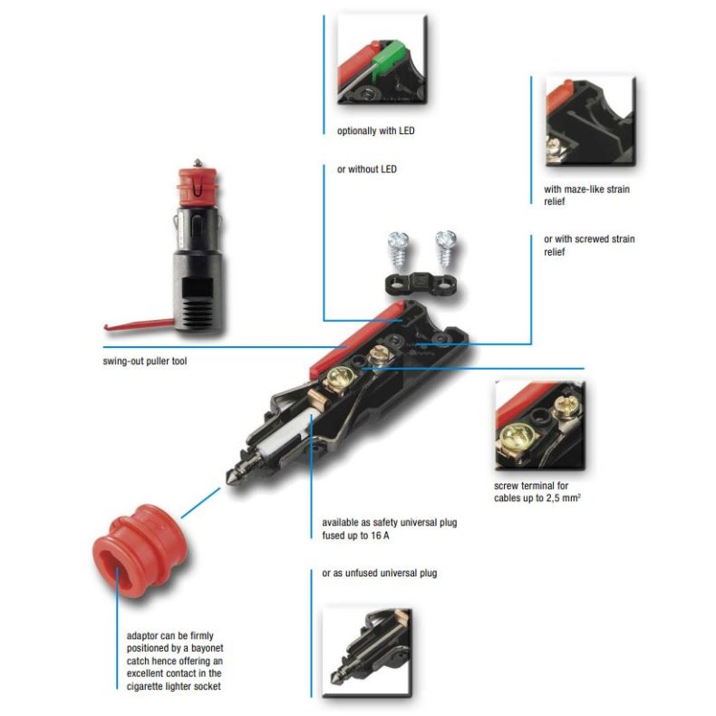 AUTO DC-ADAPTERSTIK 12-24V 8A SIKRING SKRUE