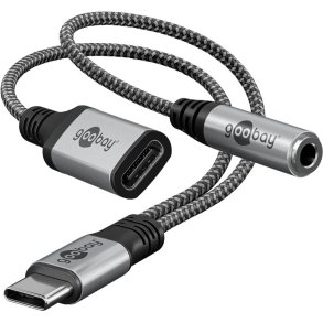 USB-C adapter til 3.5mm jack hovedtelefonadapter og USB-C hun stofledning