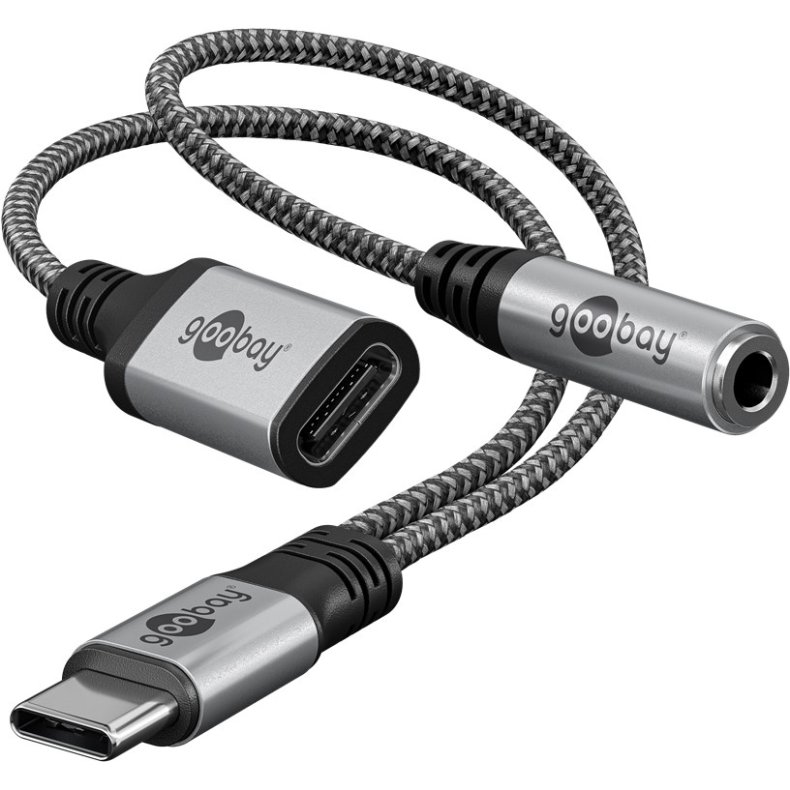 USB-C adapter til 3.5mm jack hovedtelefonadapter og USB-C hun stofledning