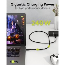USB-C kabel USB4 240W 40Gbit/s Power Delivery 1.5m sort