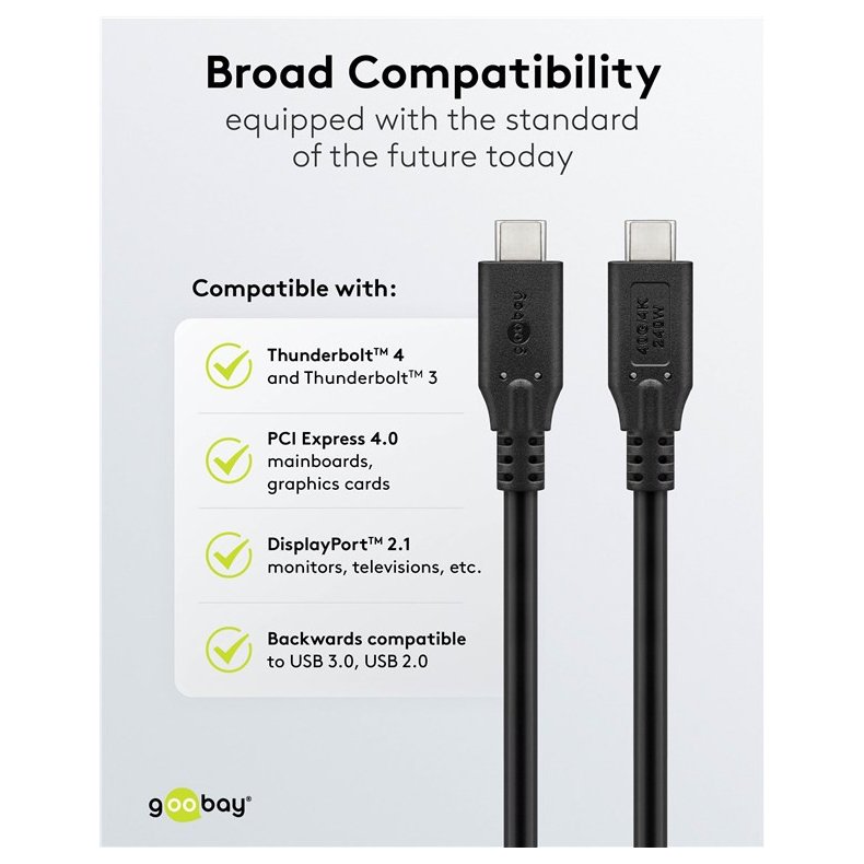 USB-C kabel USB4 240W 40Gbit/s Power Delivery 1.5m sort