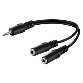 JACK 3.5mm Y-KABEL ADAPTER 0.2m 1x HAN - 2x HUN STEREO