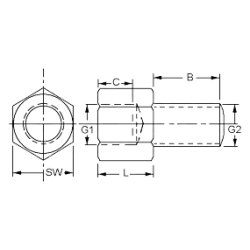 D-SUB stag UNC4-40/UNC4-40 L=11mm