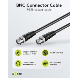 BNC/BNC kabel 10m RG58 50 ohm