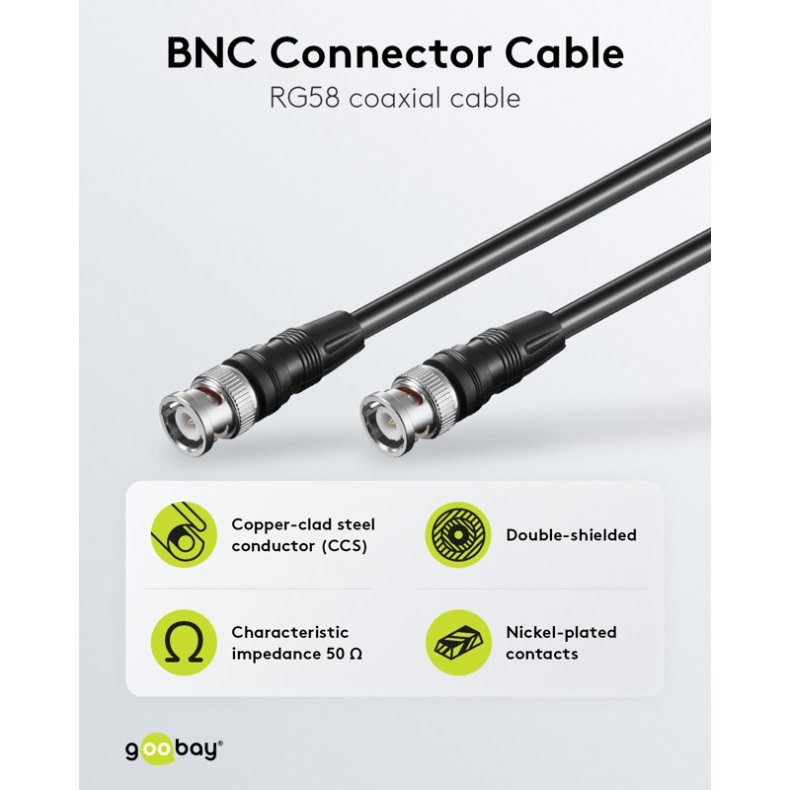 BNC/BNC kabel 10m RG58 50 ohm