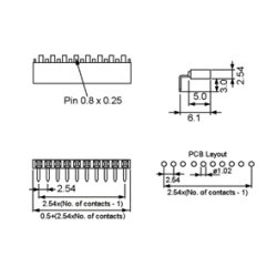 HUN PINR�KKE 1x15 POLER 2.54mm VINKEL