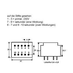 PRINTTRANSFORMATOR 1x9V/4.5VA