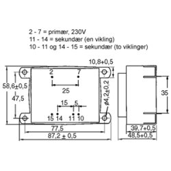 TRANSFORMATOR 2x7.5V/2x15VA(30VA)