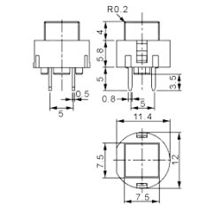 TRYKTAST 1pl FIRKANT SORT OFF-(ON) 32VDC/0.1A