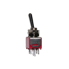 Vippeomskifter 2pl on-on 5mm DPDT 120Vac/3A Salecom