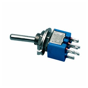 Vippeomskifter 2pl on-on 5mm DPDT 125Vac/3A