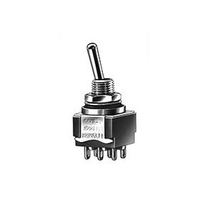 Vippekontakt 2pl on-on 6mm DPDT 6A/125Vac 3A/250Vac