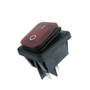 Vandtt afbryder med lys 2pl on-off rd (IP65) DPST 250V/16A montagehul 30.2x22mm