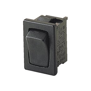 Vippeafbryder 1pl on-off sort SPST 6A/250Vac (IP40) montagehul 19x13mm