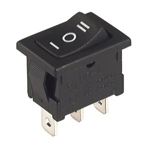 Vippeomskifter 1pl on-off-on SP3T 10A/125Vac 6A/250Vac montagehul 19x13mm
