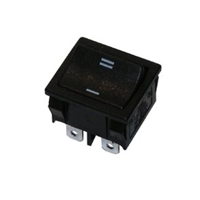 Vippeomskifter 2pl on-on sort DPDT 250Vac/6A montagehul 22x19.4mm