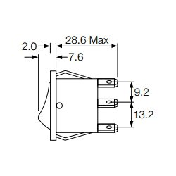 Vippeafbryder 1pl on-off med lys SPST montagehul 31x11mm 250V/16A