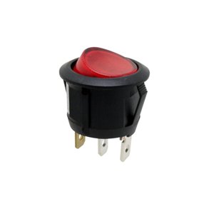 Vippeafbryder 1pl on-off med rdt lys SPST 20.2mm 12V/6A