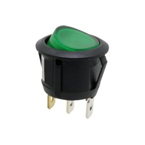 Vippeafbryder 1pl on-off med grnt lys SPST 20.2mm 12V/6A