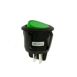 Vippeafbryder 2pl on-off med grnt lys DPST 20.2mm 250V/10A