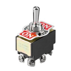 Kraftig vippeomskifter 2pl on-off-on DP3T 12mm 250V/6A
