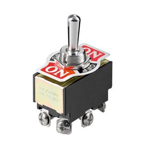 Kraftig vippeomskifter 2pl on-off-on DP3T 12mm 250V/6A