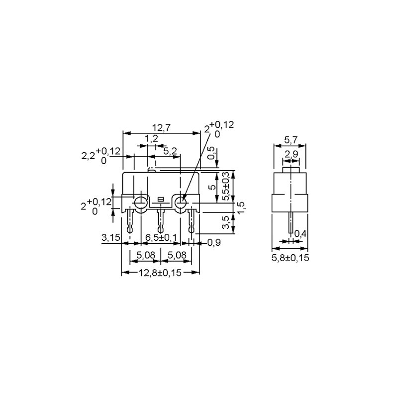 MICROSWITCH uden ARM 0.1A 30VDC D2F01 PCB TERMINALER