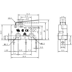 MICROSWITCH med ARM 5A 125/250VAC 3.2mm TERMINALER
