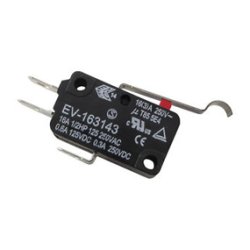 MICROSWITCH med KRUM ARM 16A 125/250VAC 4.8mm TERMINALER