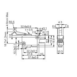 MICROSWITCH med KRUM ARM 16A 125/250VAC 4.8mm TERMINALER