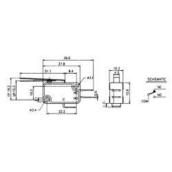 MICROSWITCH med ARM 5A 125/250VAC 4.8mm TERMINALER
