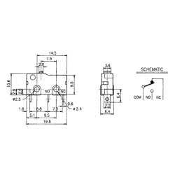 MICROSWITCH uden ARM 3A 125/250VAC 3.2mm TERMINALER