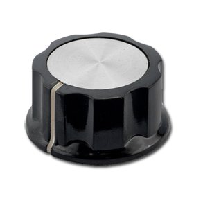 SORT BAKELIT KNAP m. ALU. TOP 33mm 6.4mm AKSEL