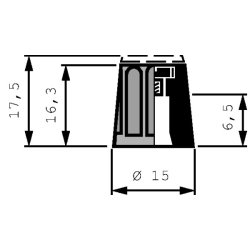 Knap sort 15mm m. hvid markering Ritel 2115403