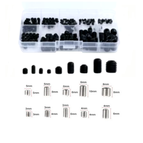 Sortiment pinolskruer 200stk. 10 strrelser rustfri stl sorte