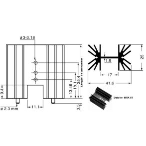 KLEPROFIL 41.6x50.8mm TO220 K/W=4.0