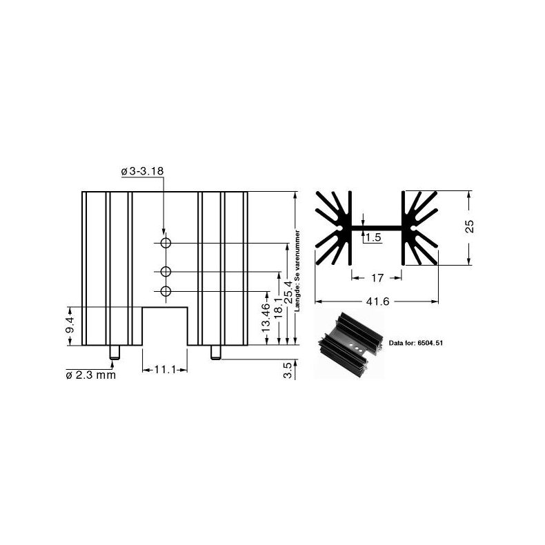 KLEPROFIL 41.6x50.8mm TO220 K/W=4.0